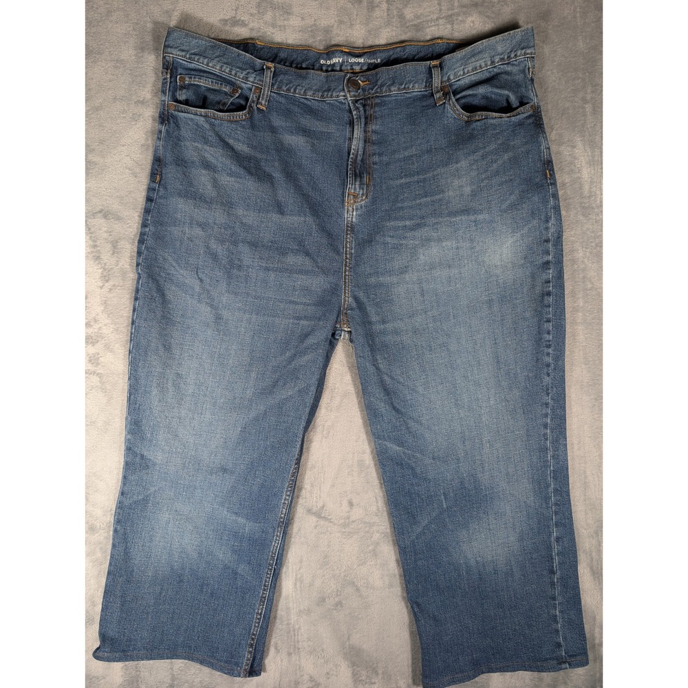 Old Navy Men's Loose Ample Jeans 46x30 Blue Medium Wash Relaxed Fit Straight Leg